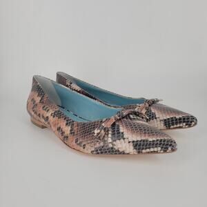 Frances Valentine Chocolate Brown Paige Snakeskin Embossed Leather Flats 8